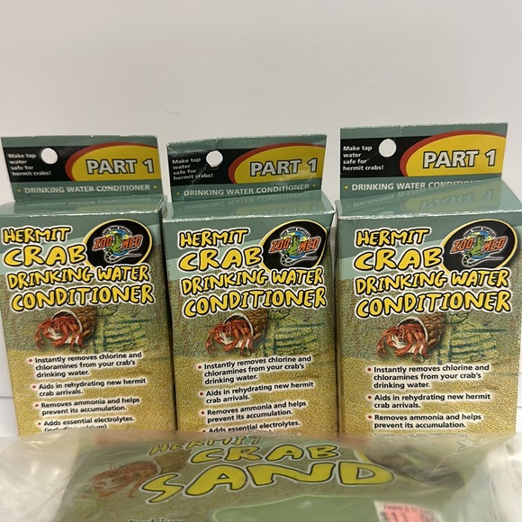 ZOO MED • hermit crab drinking water conditioner (x3) • green hermit crab sand - Picture 2 of 5